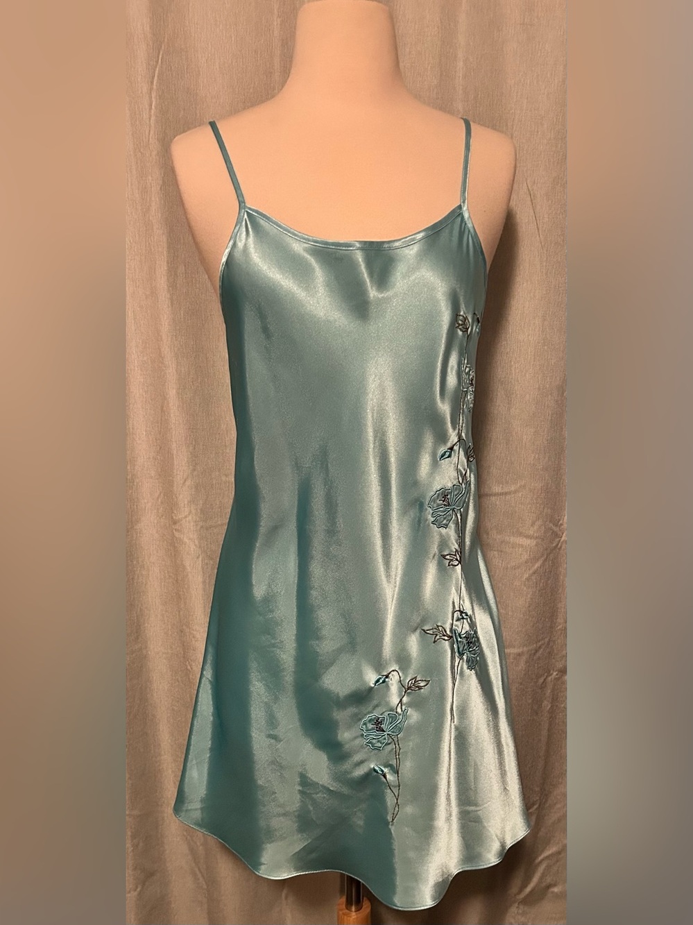 Jones New York Embroidered Robe & Slip Set - Teal - Picture 5 of 10
